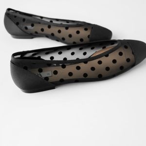 Zara Polka Dot Ballet Mesh Flats size 8